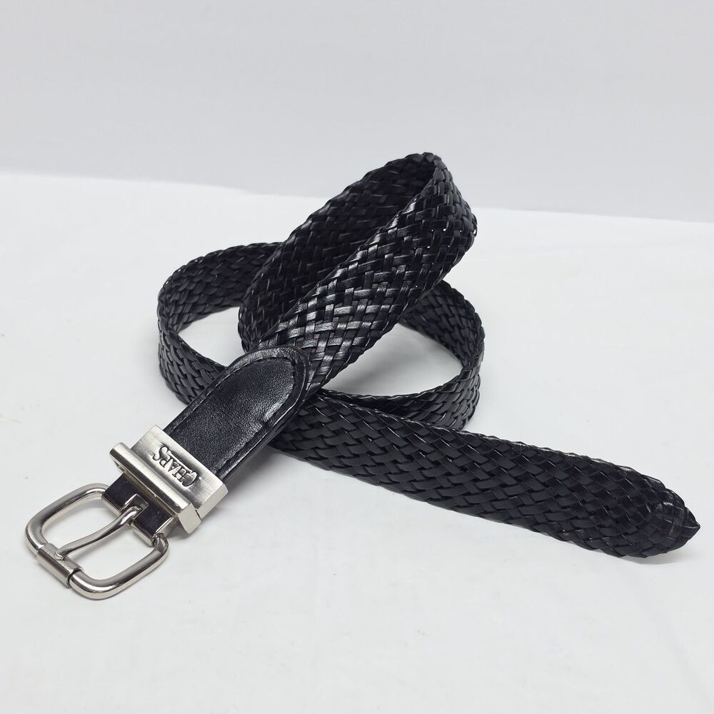 Chaps Ralph Lauren Braided Reversible Leather Belt Black Brown Women M 26-28